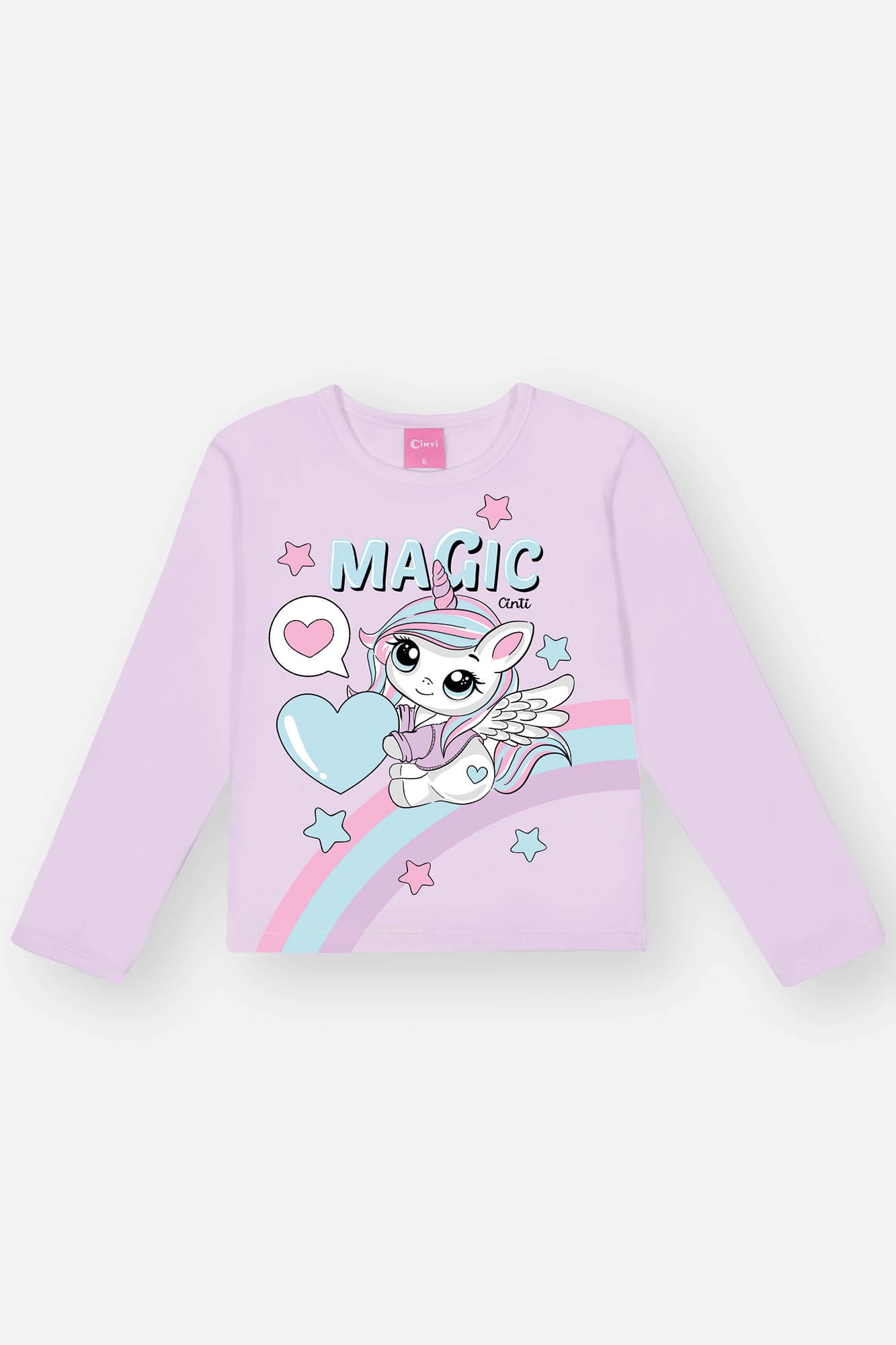 Conjunto Infantil Cinti Inverno Shorts Saia e Blusa Lilás Unicórnio