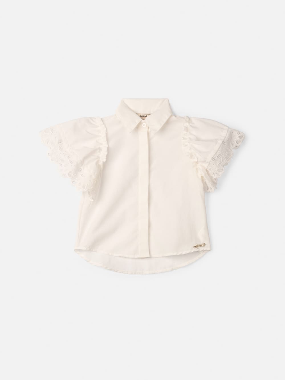 Conjunto Infantil Animê Verão Shorts Jeans e Camisa Branca com Bordado Inglês