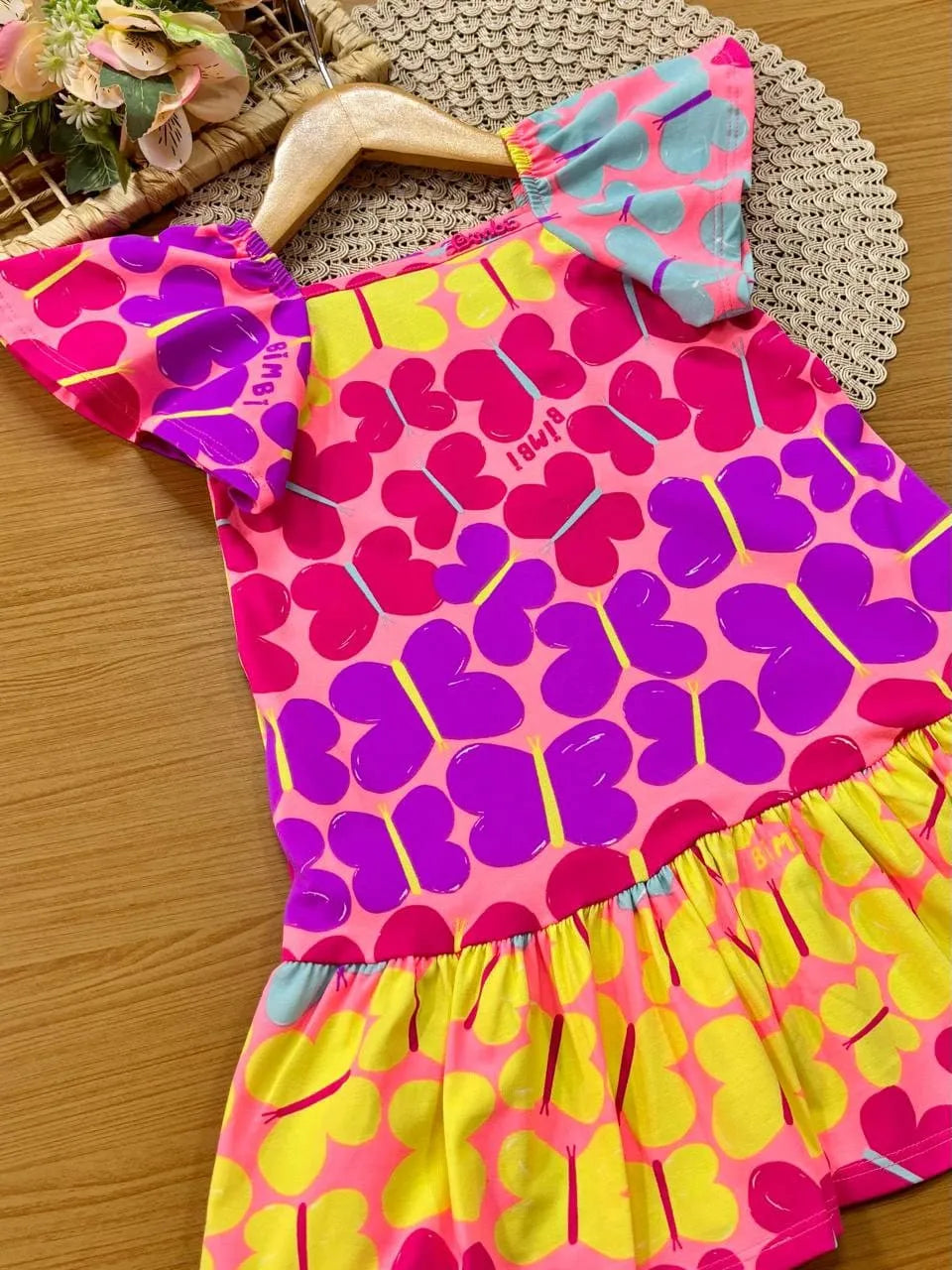 Vestido Infantil Bimbi Rosa Borboletinhas