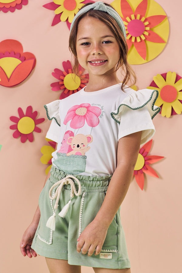 Blusa Infantil Alecrim Kukiê Verão Branca Balão Magico