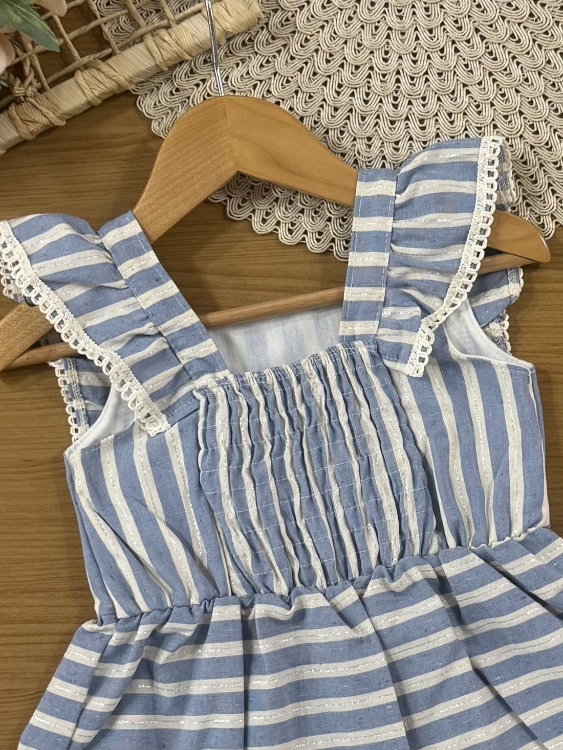 Vestido Infantil Kukiê Verão Azul Listrado