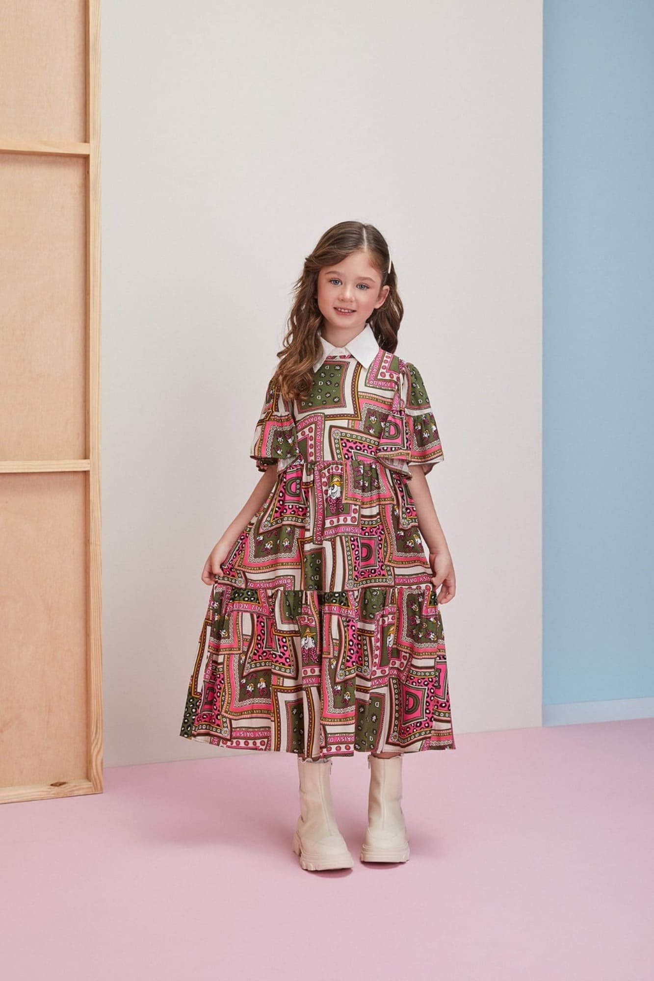 Vestido Infantil Momi Inverno Margarida Com Flores