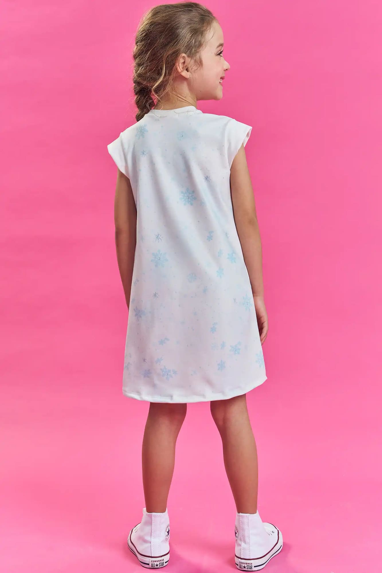 Vestido Infantil Kukiê Verão Branco Princesa Elsa Frozen