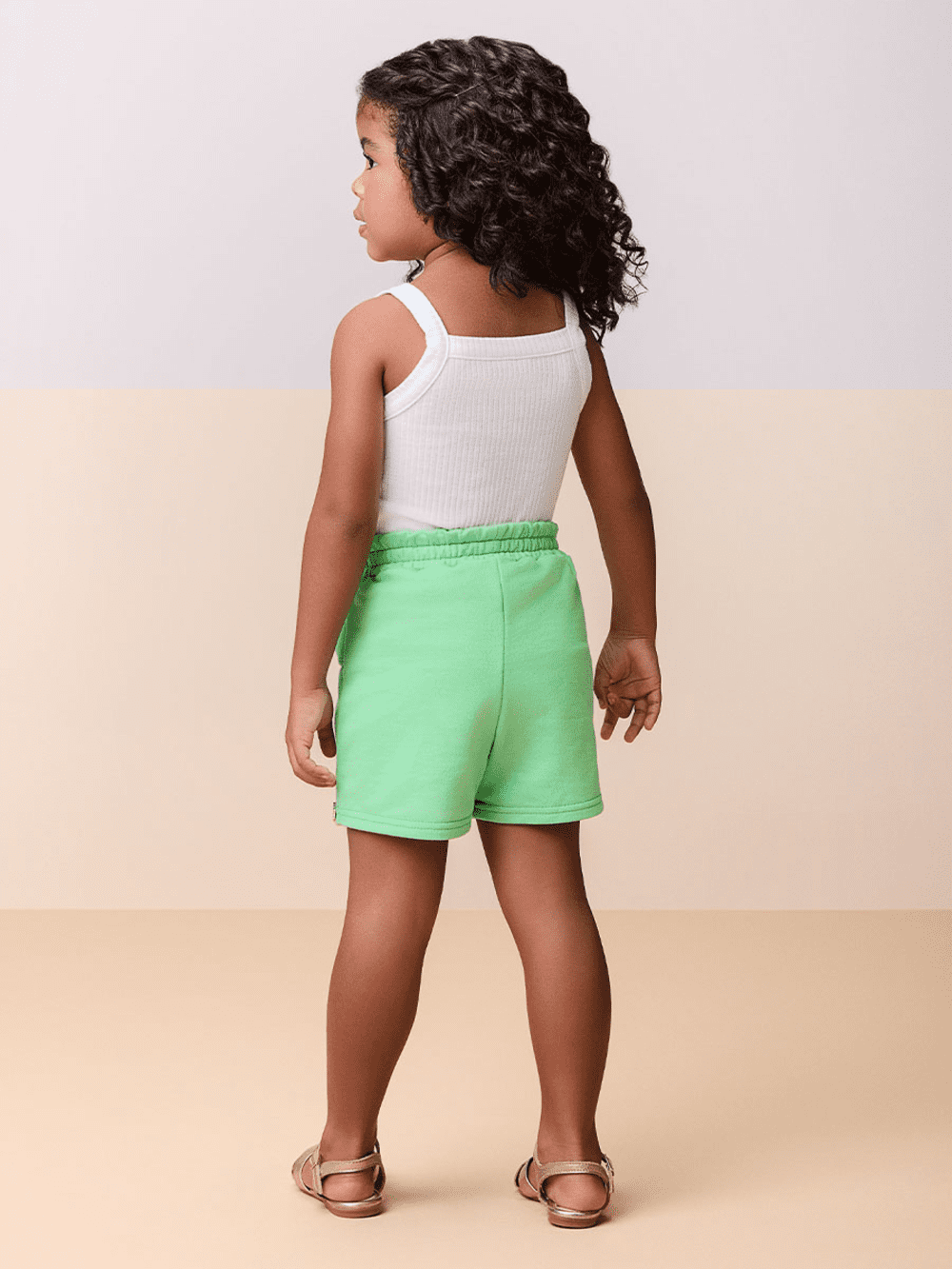 Conjunto Infantil Momi Verão Shorts Saia Verde e Blusa Regata Borboleta
