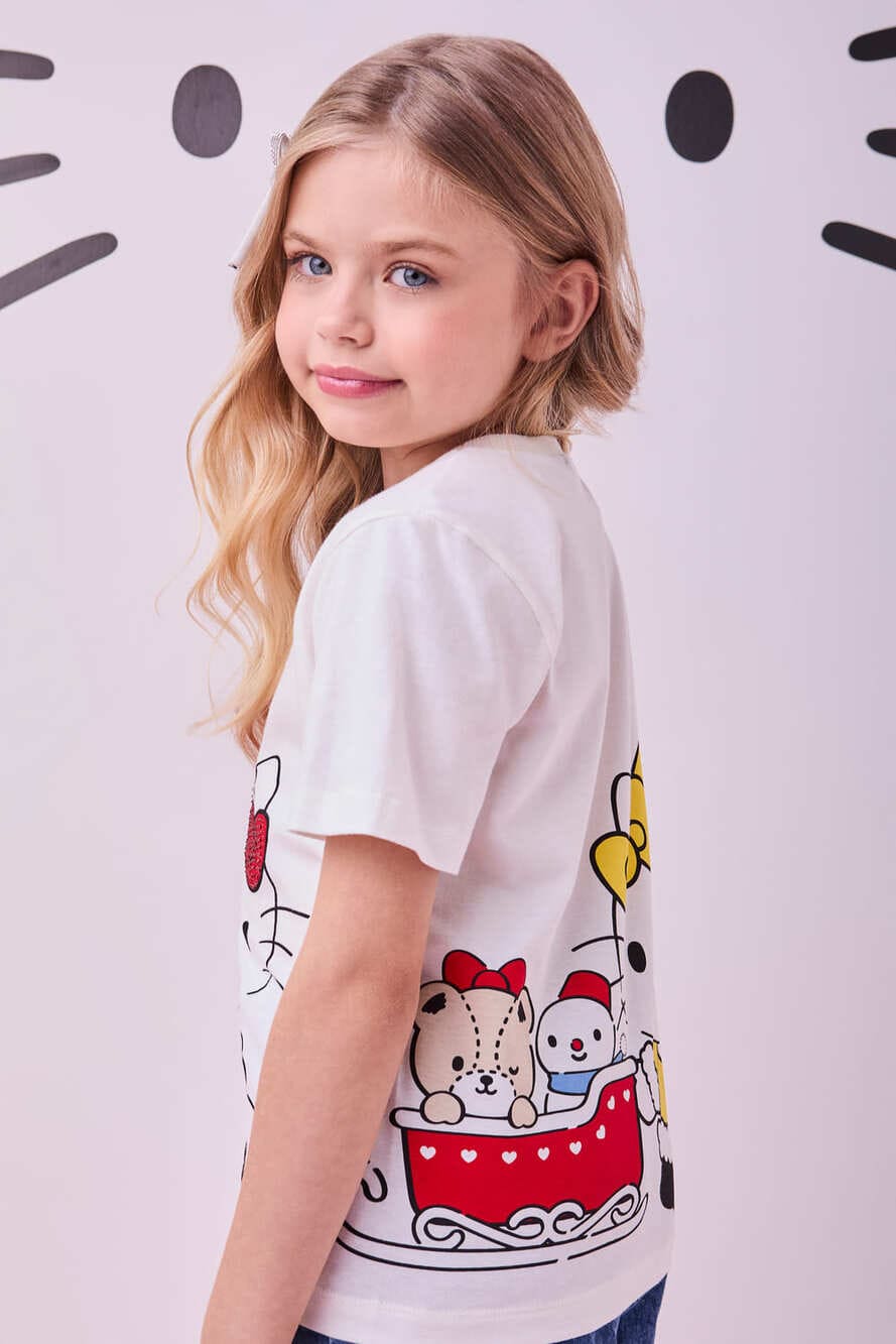 Blusa Infantil Momi Verão Hello Kitty Natal