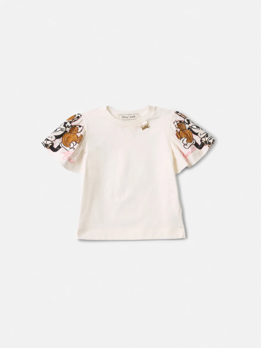 Blusa Infantil Menina Animê Branca Minnie com Strass