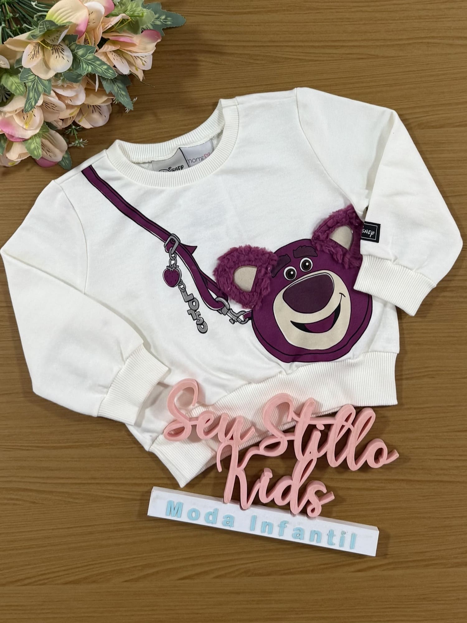 Casaco Infantil Momi Inverno Branco Lotso Disney
