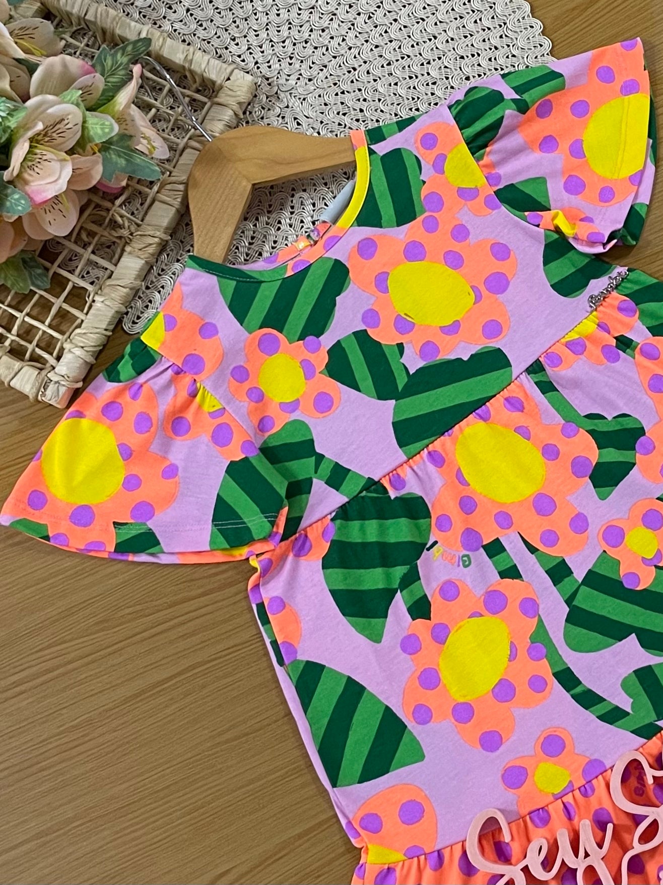 Vestido Infantil Bimbi Verão Lilas Floral