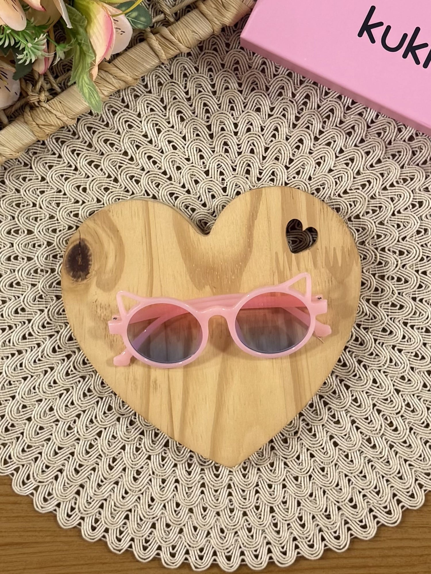 Óculos de Sol Infantil Kukiê Verão Rosa Gatinho