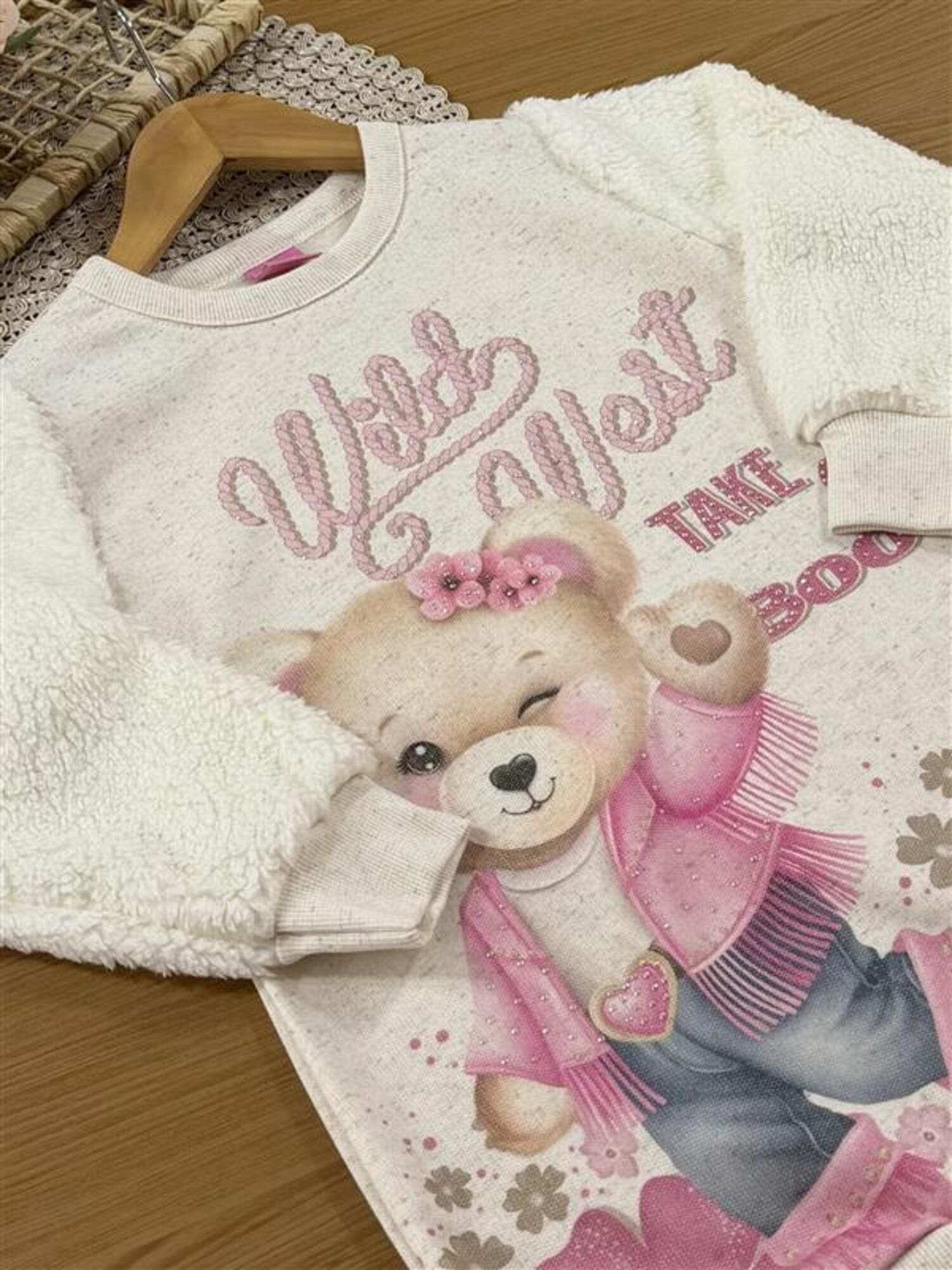 Vestido Infantil Cinti Inverno Off White Ursinha com Strass