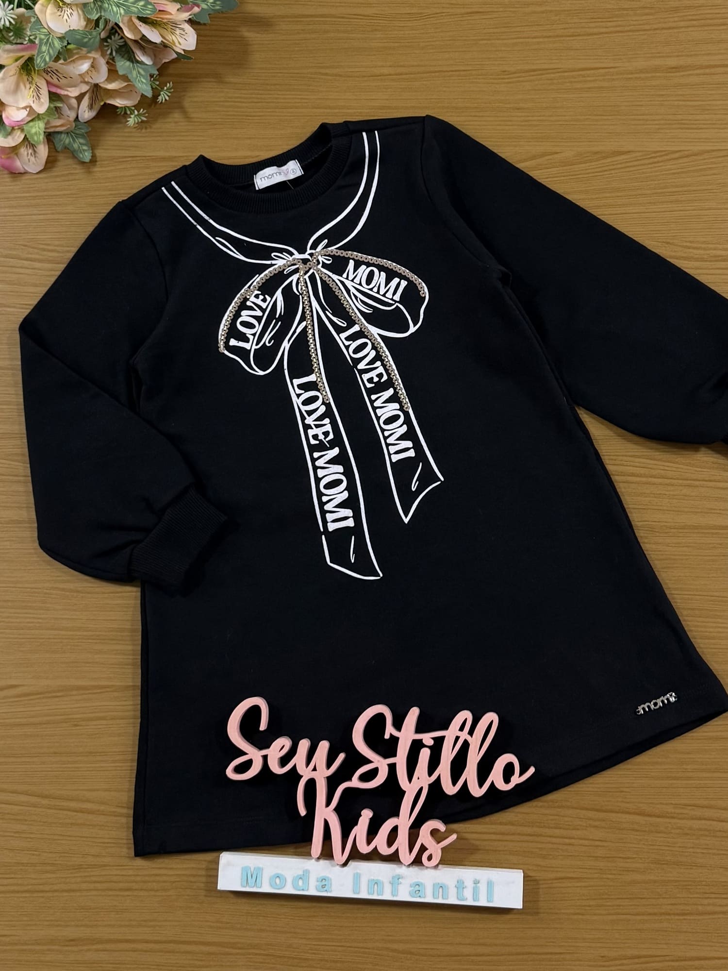 Vestido Infantil Momi Inverno Preto Love