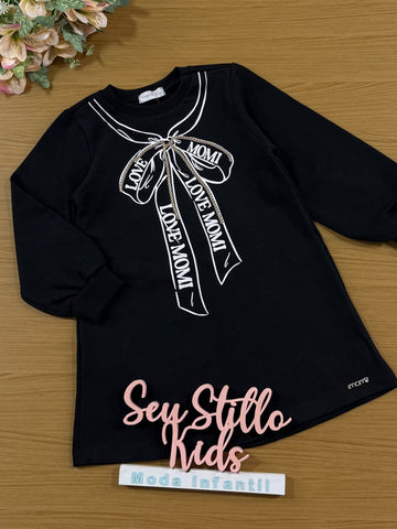 Vestido Infantil Momi Inverno Preto Love