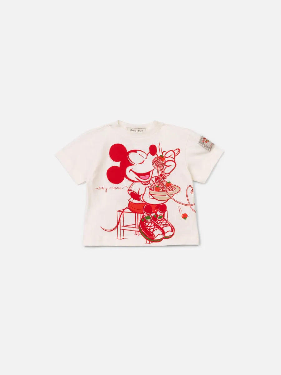 Blusa Infantil Menina Animê Branca Mickey e Minnie Tomates Disney