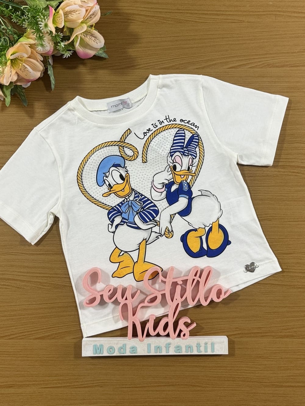 Blusa Infantil Momi Verão Pato Donald e Margarida Disney