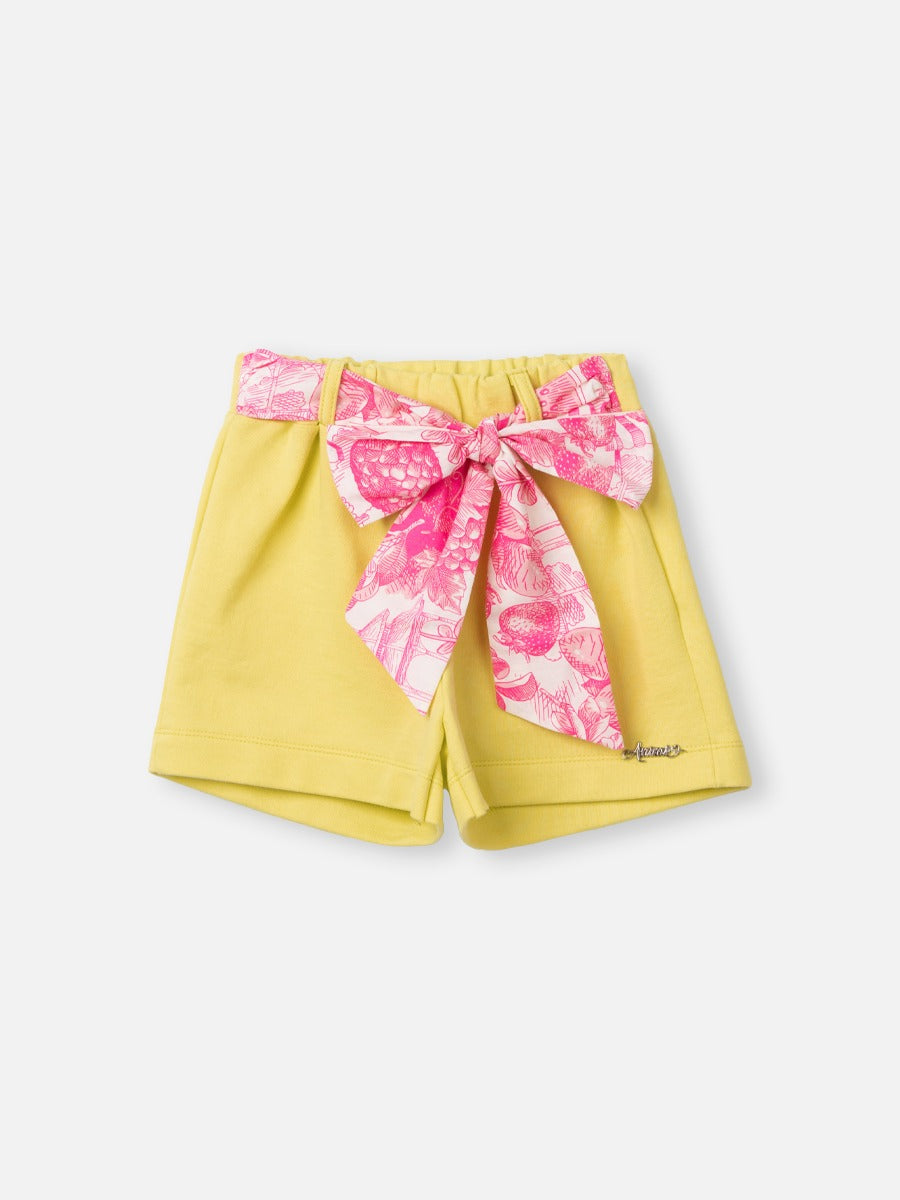 Conjunto Infantil Animê Verão Shorts Verde com Laço e Blusa Branca Minnie Mouse Disney