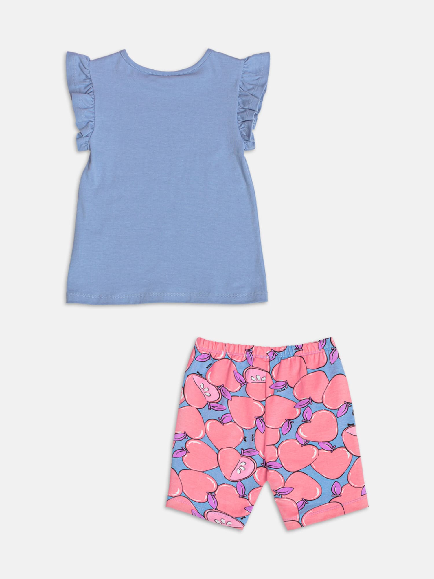 Conjunto Infantil Momi Verão com Shorts Ciclista e Blusa Azul Love Summer
