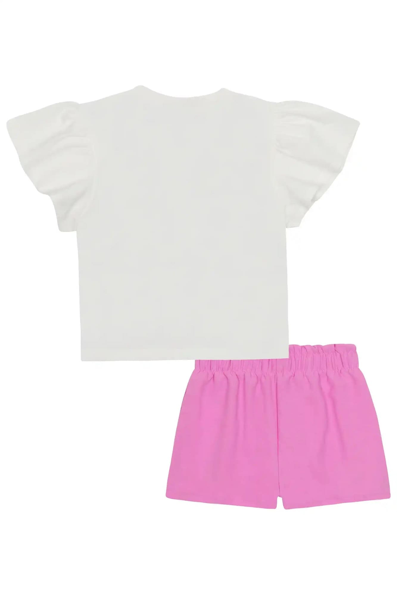 Conjunto Infantil Kukiê com Shorts Lilás e Blusa Manga Curta Gatinha