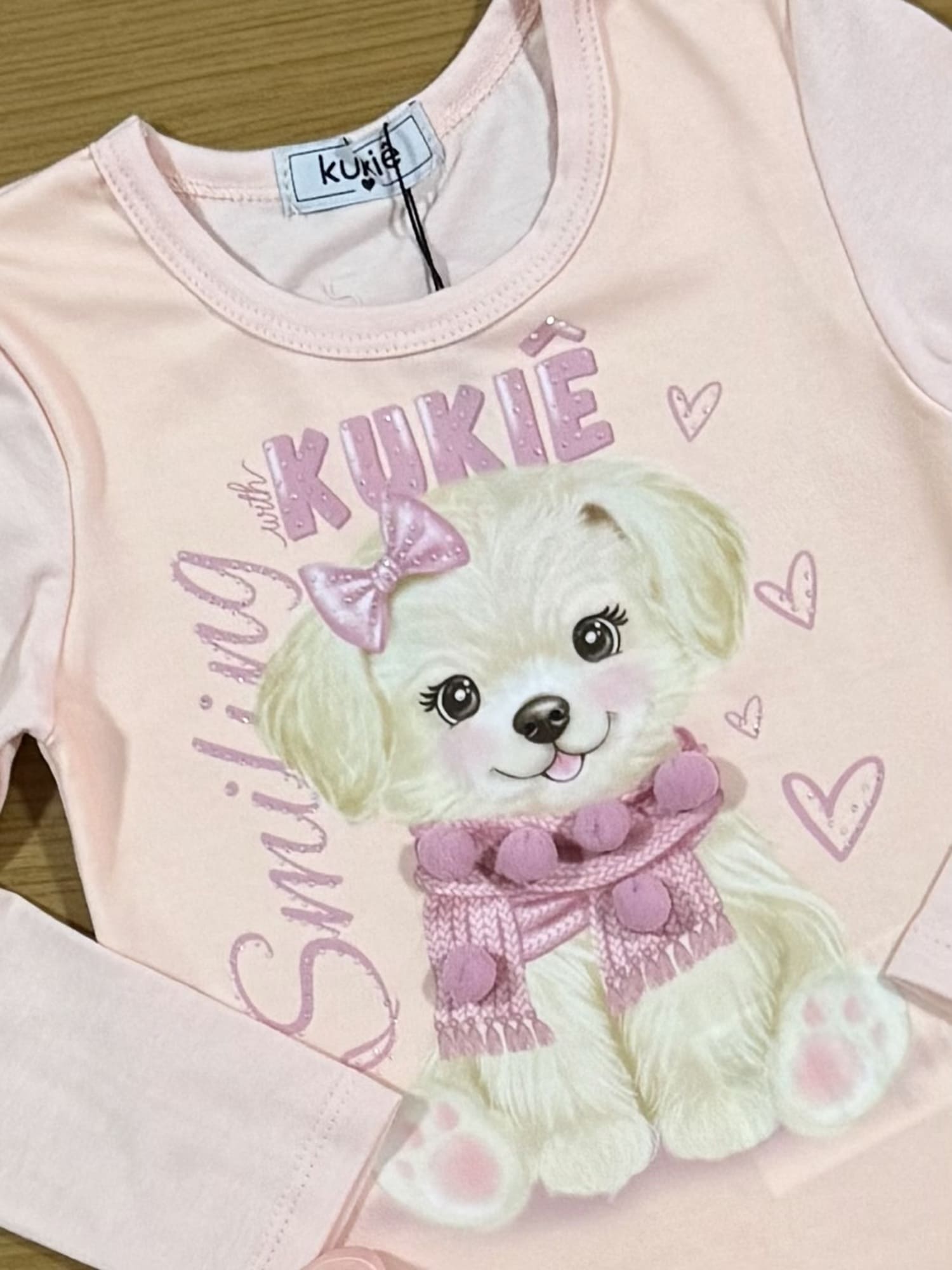 Blusa Infantil Kukiê Inverno Rosa Cachorrinha com Strass