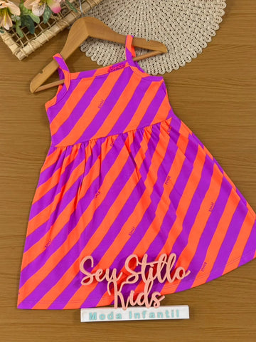 Vestido Infantil Bimbi Listrado Colorido
