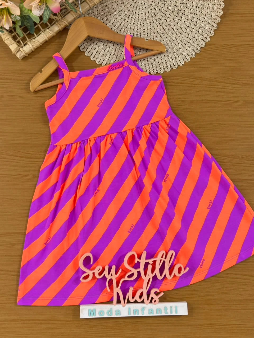 Vestido Infantil Bimbi Listrado Colorido