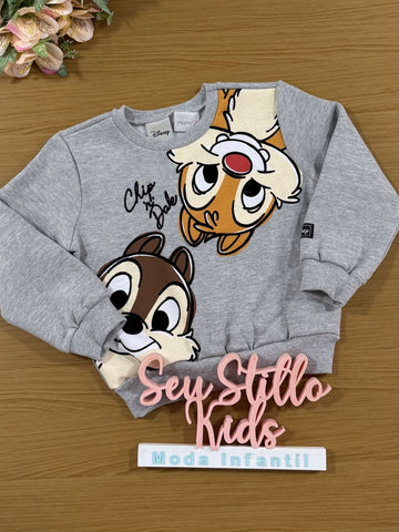 Casaco Infantil Momi Inverno Cinza Tico e Teco Disney