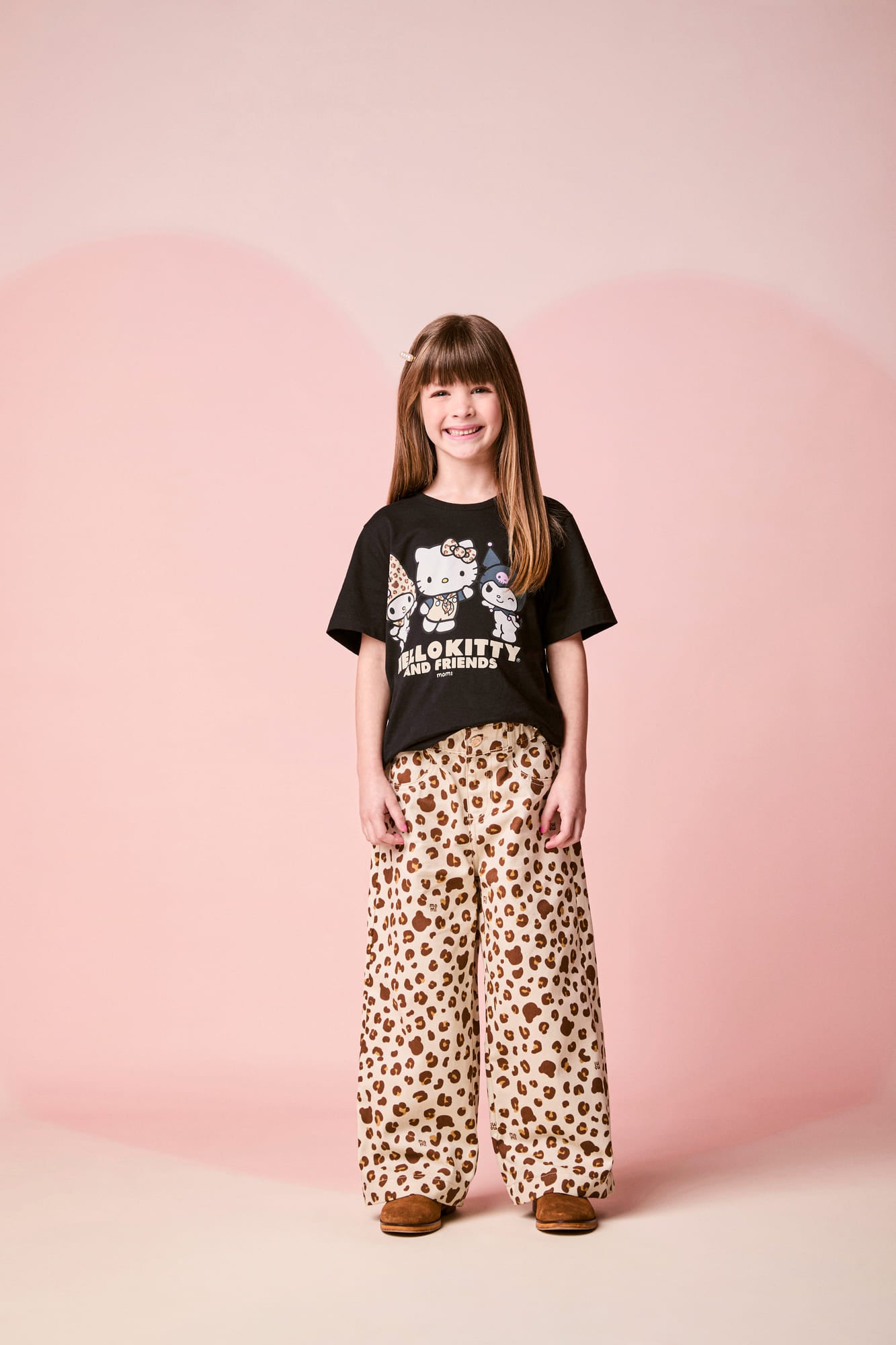 Blusa Infantil Momi Inverno Manga Curta Preta Hello Kitty Amigos