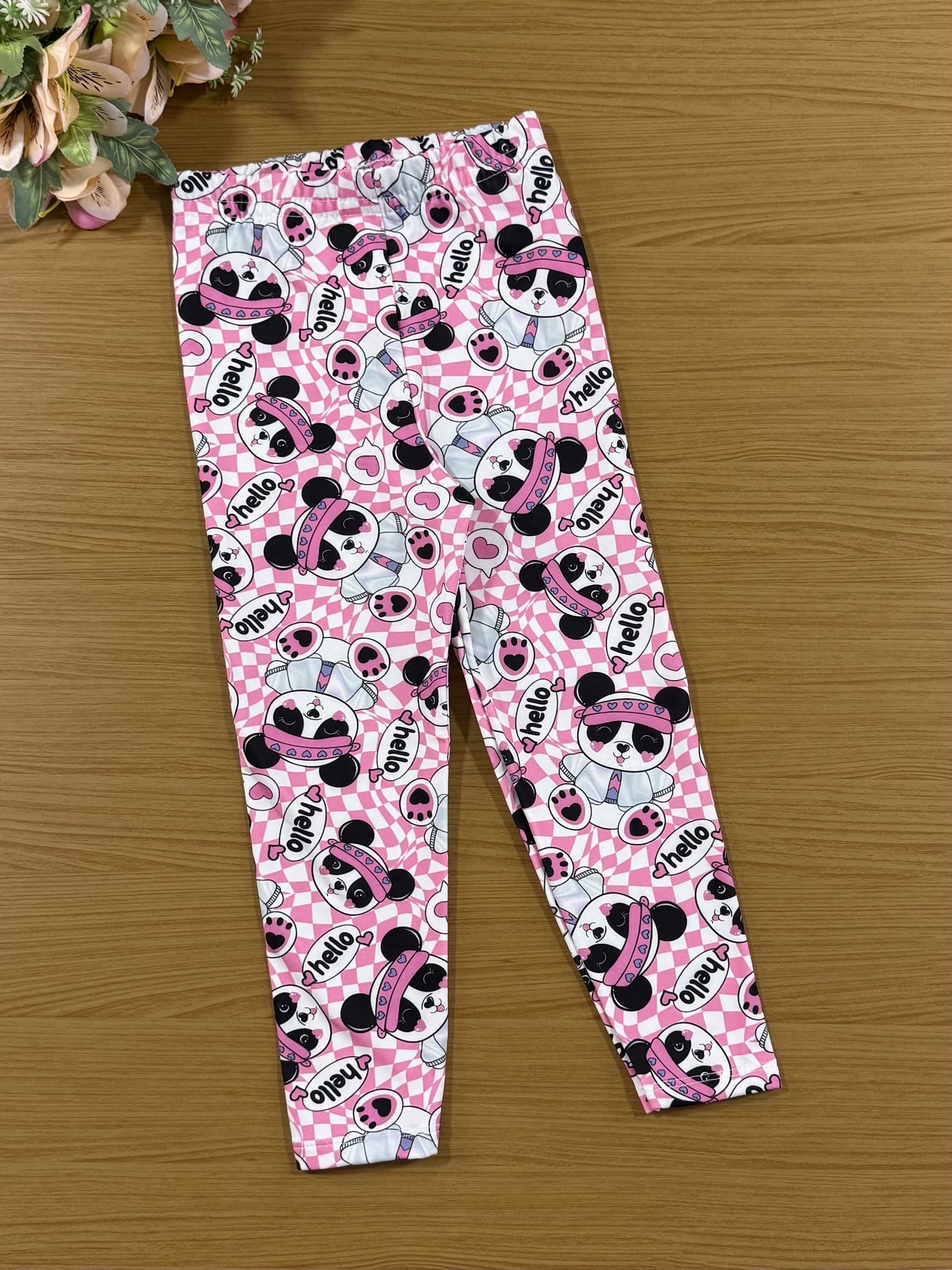 Conjunto Infantil Cinti Inverno Calça Legging e Moletom Flanelado Preto Panda
