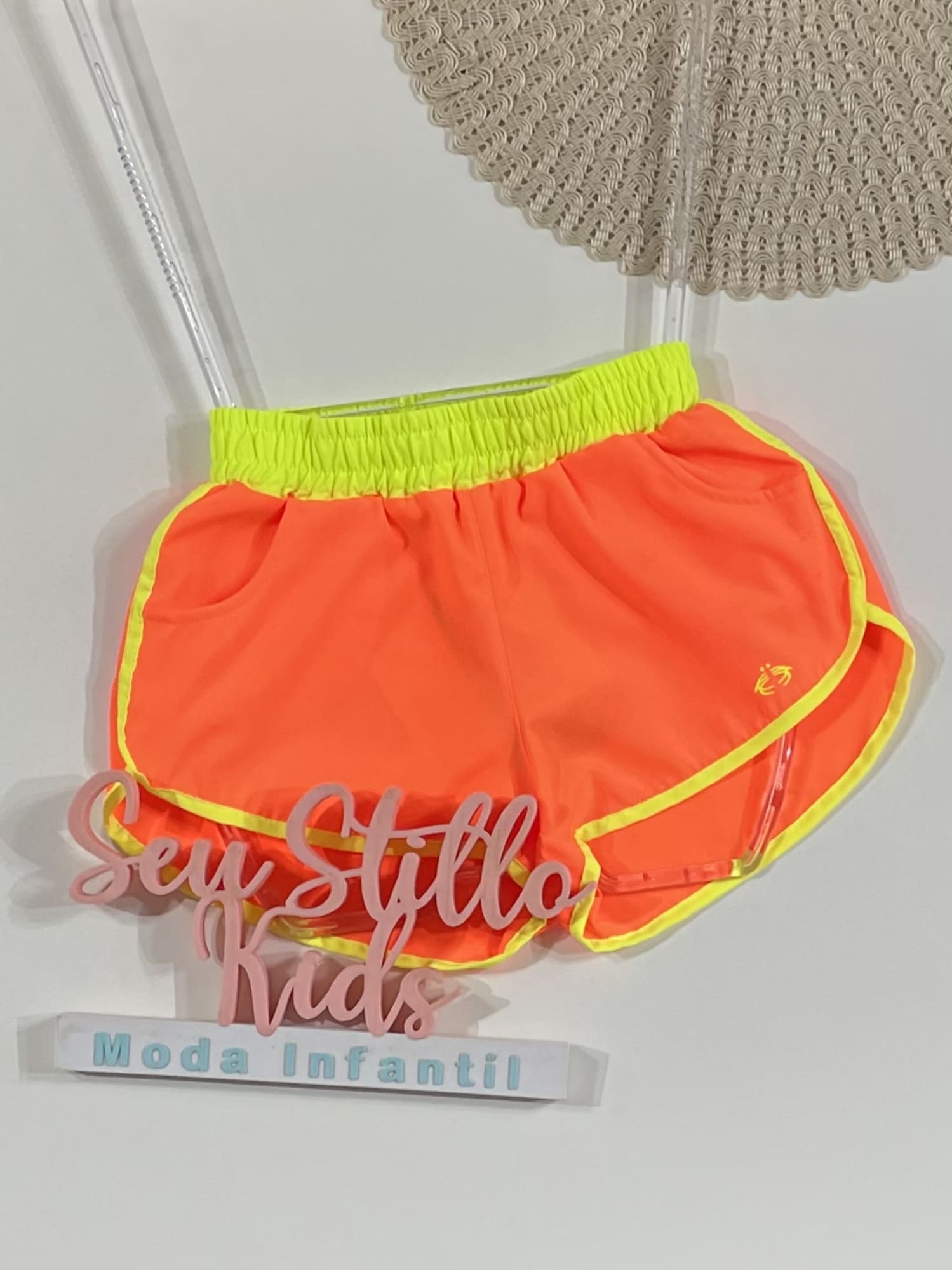 Shorts Infantil Siri Kids Nylon Laranja Flour 40063