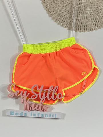 Shorts Infantil Siri Kids Nylon Laranja Flour 40063