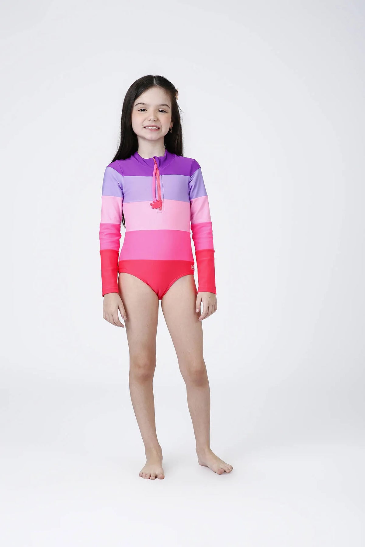 Maiô Infantil Siri Kids Manga Longa Kiara Fuchsia 43025