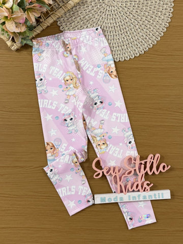 Calça Legging Infantil Cinti Verão Rosa Tênista