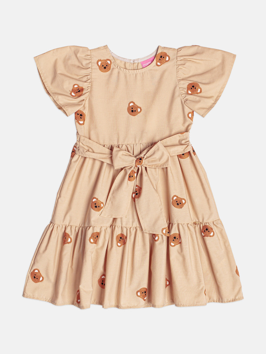 Vestido Infantil Momi Inverno Bege Ursinhos