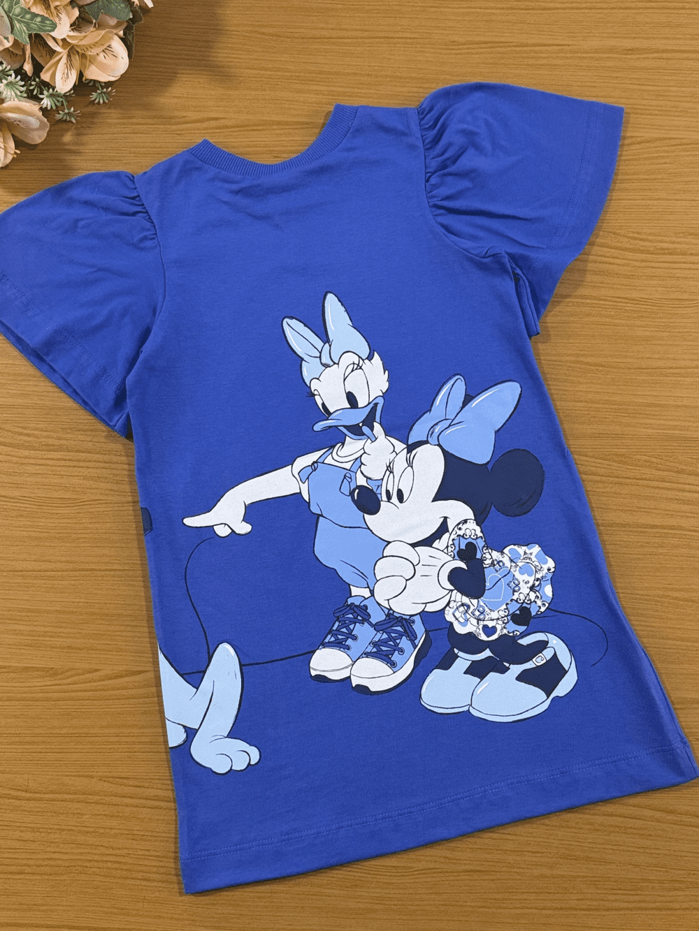 Vestido Infantil Animê Azul Verão Mickey e Amigos Disney