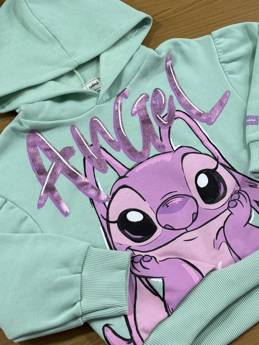 Moletom Infantil Animê Inverno Verde Flanelado Angel Disney