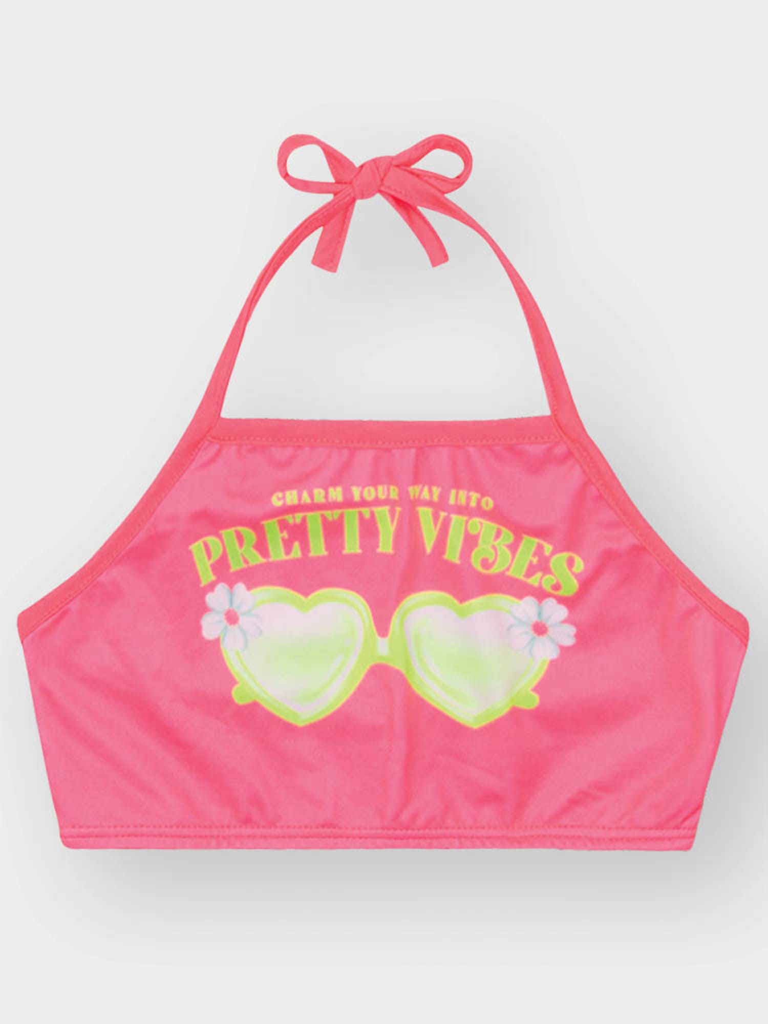 Biquíni Infantil Cinti Verão Rosa com Shorts Verde Neon Pretty Vibes