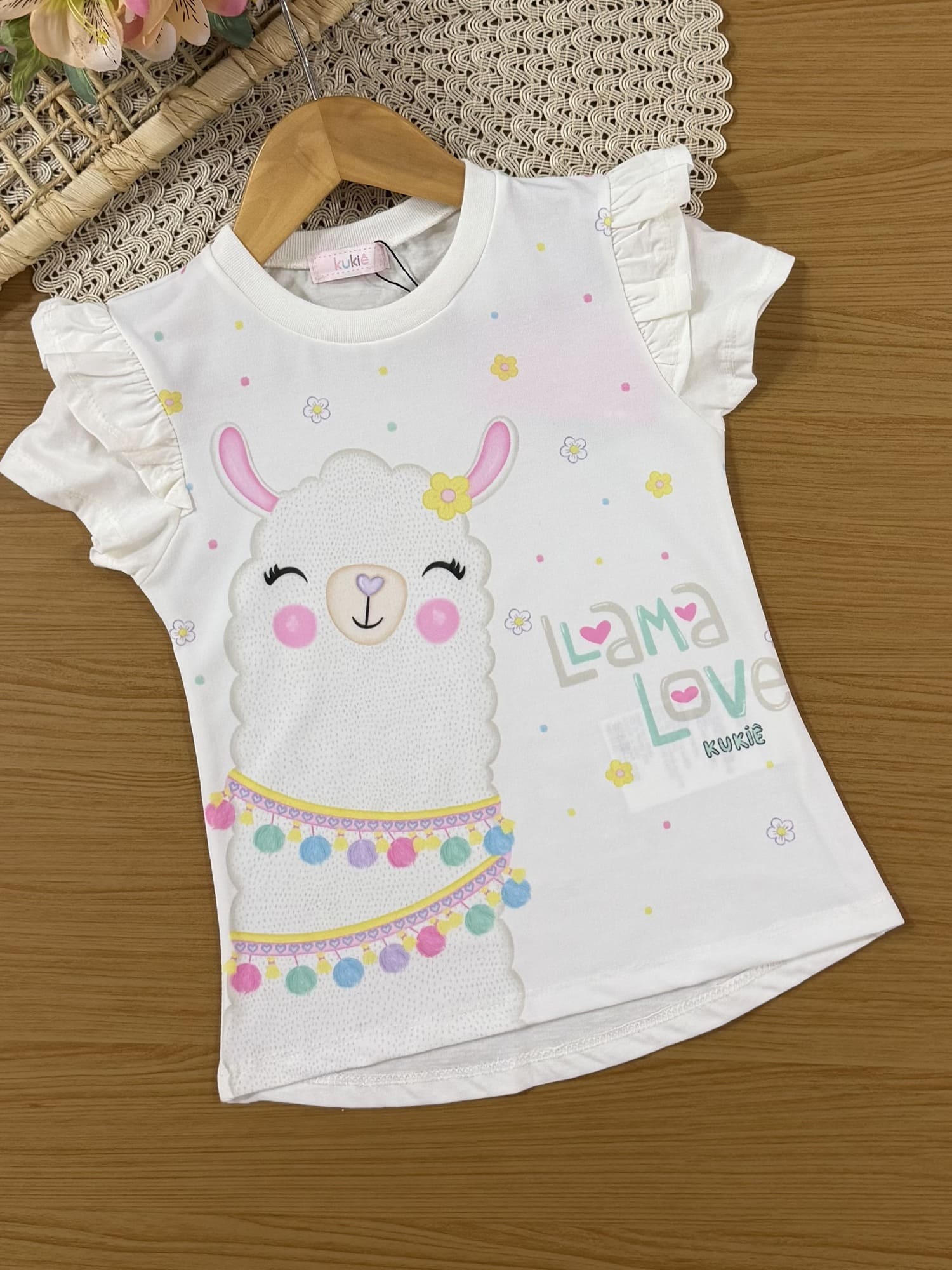 Conjunto Infantil Kukiê com Shorts Ciclista Cinza e Blusa Lhama