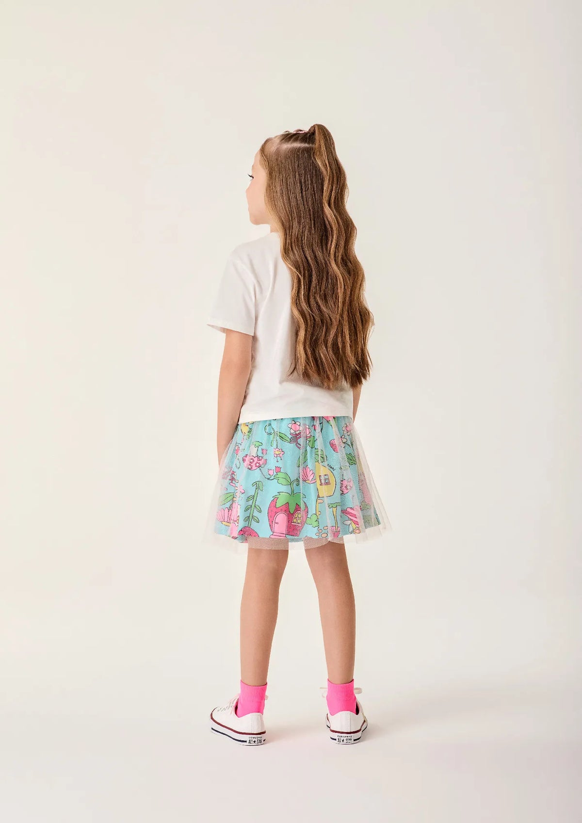Conjunto Infantil Menina Bimbi Saia em Tule e Blusa Jardim das Fadas