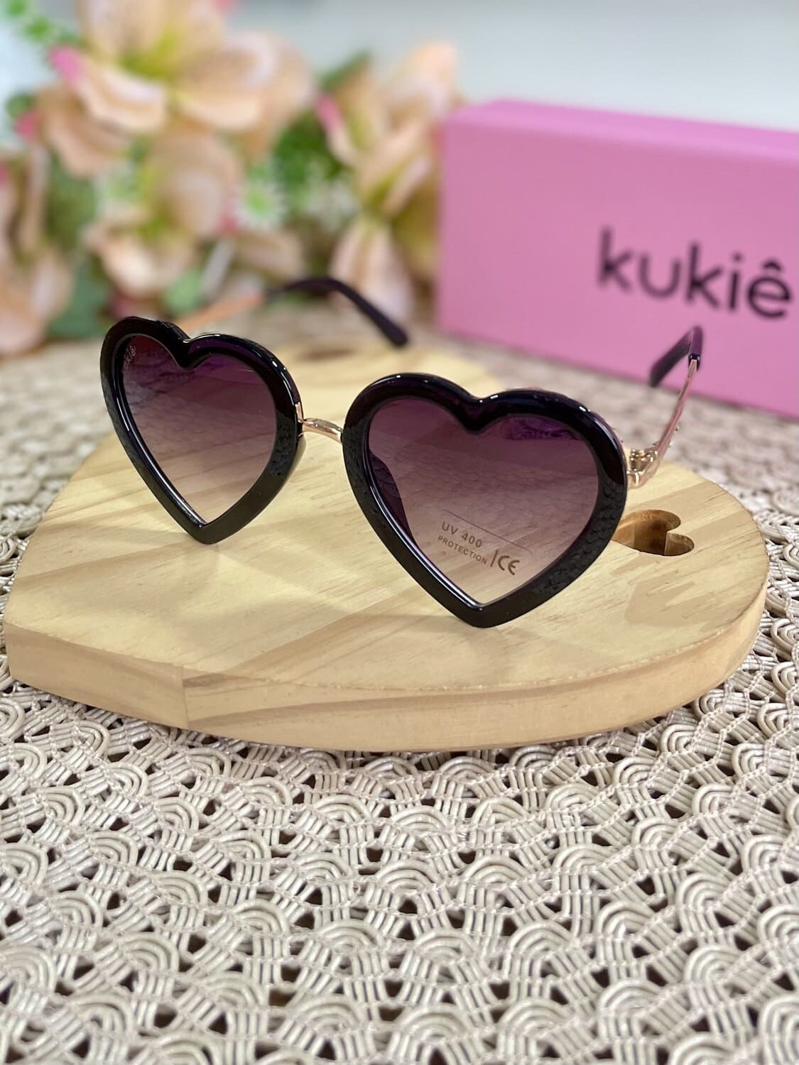 Óculos de Sol Infantil Kukie Verão Preto Coração