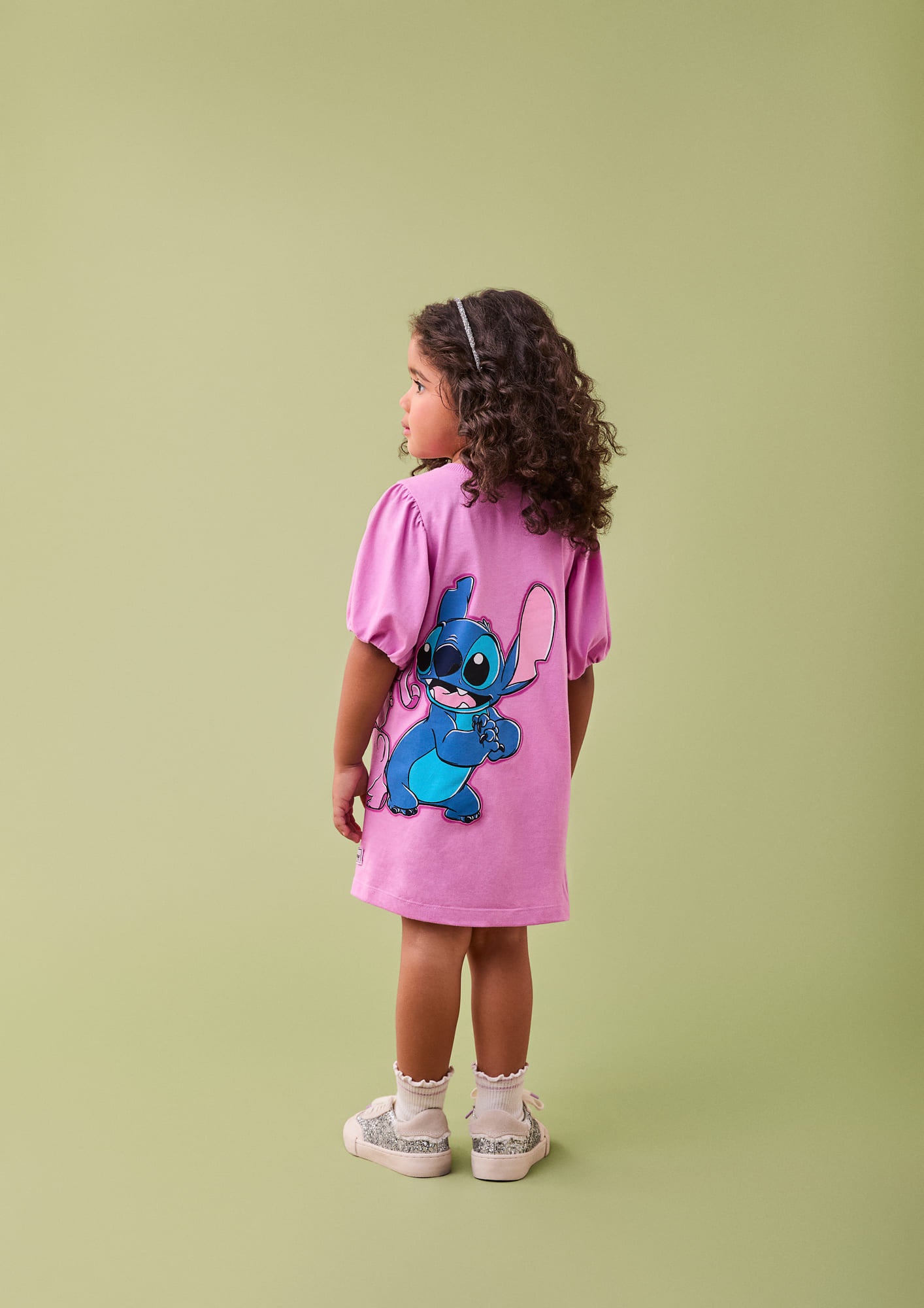 Vestido Infantil Momi Inverno Lilás Angel e Stitch
