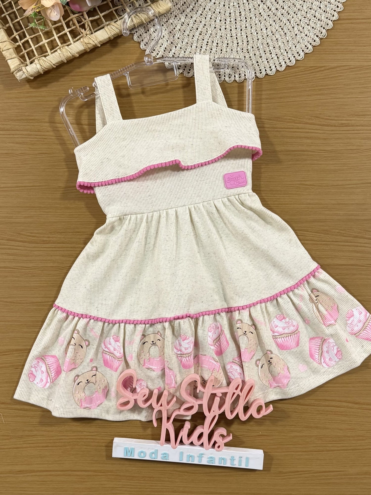 Vestido Infantil Cinti Verão Off White Donuts