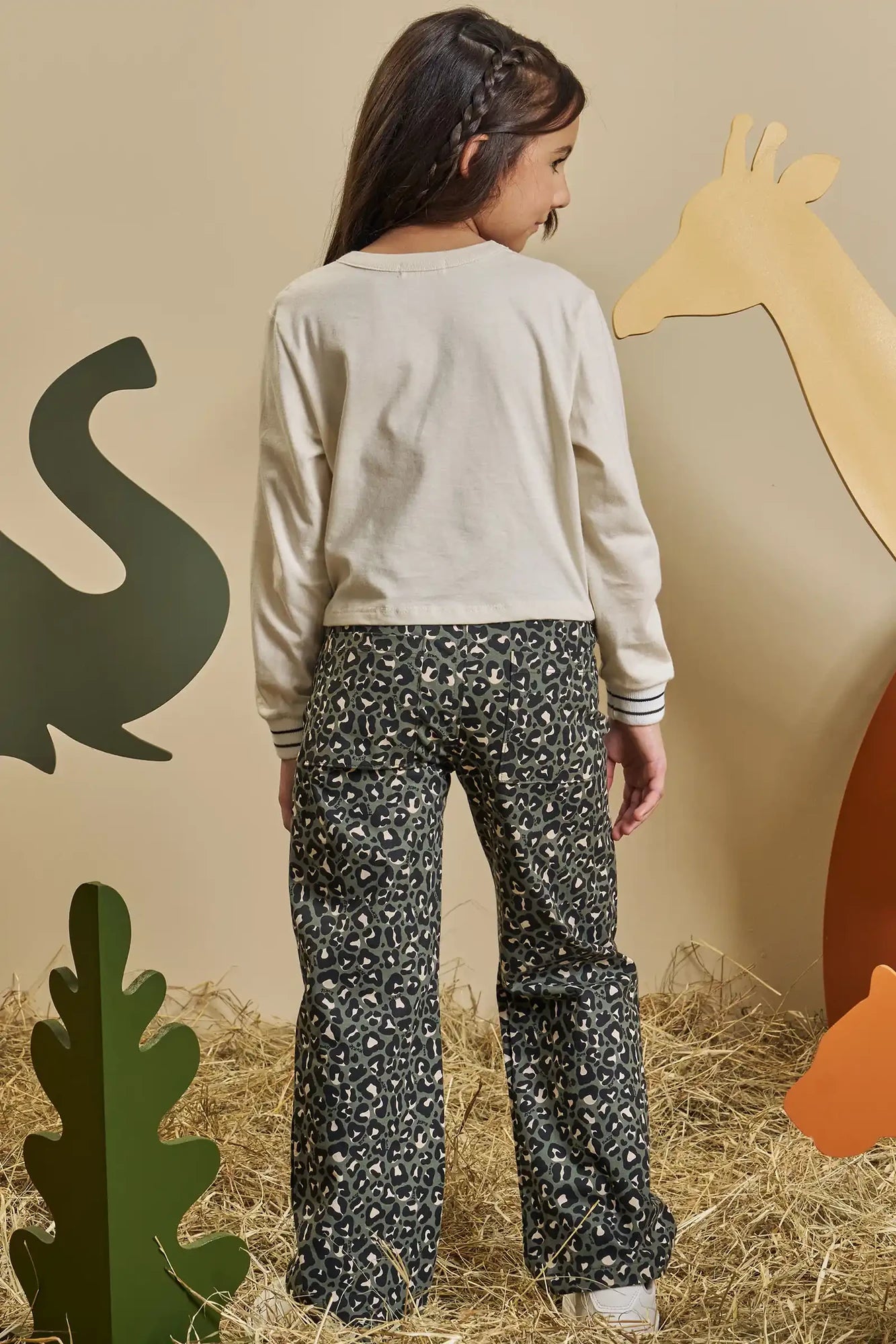 Conjunto Infantil Kukiê Inverno com Calça Verde Camuflada e Blusa Manga Longa Ursinha Safari