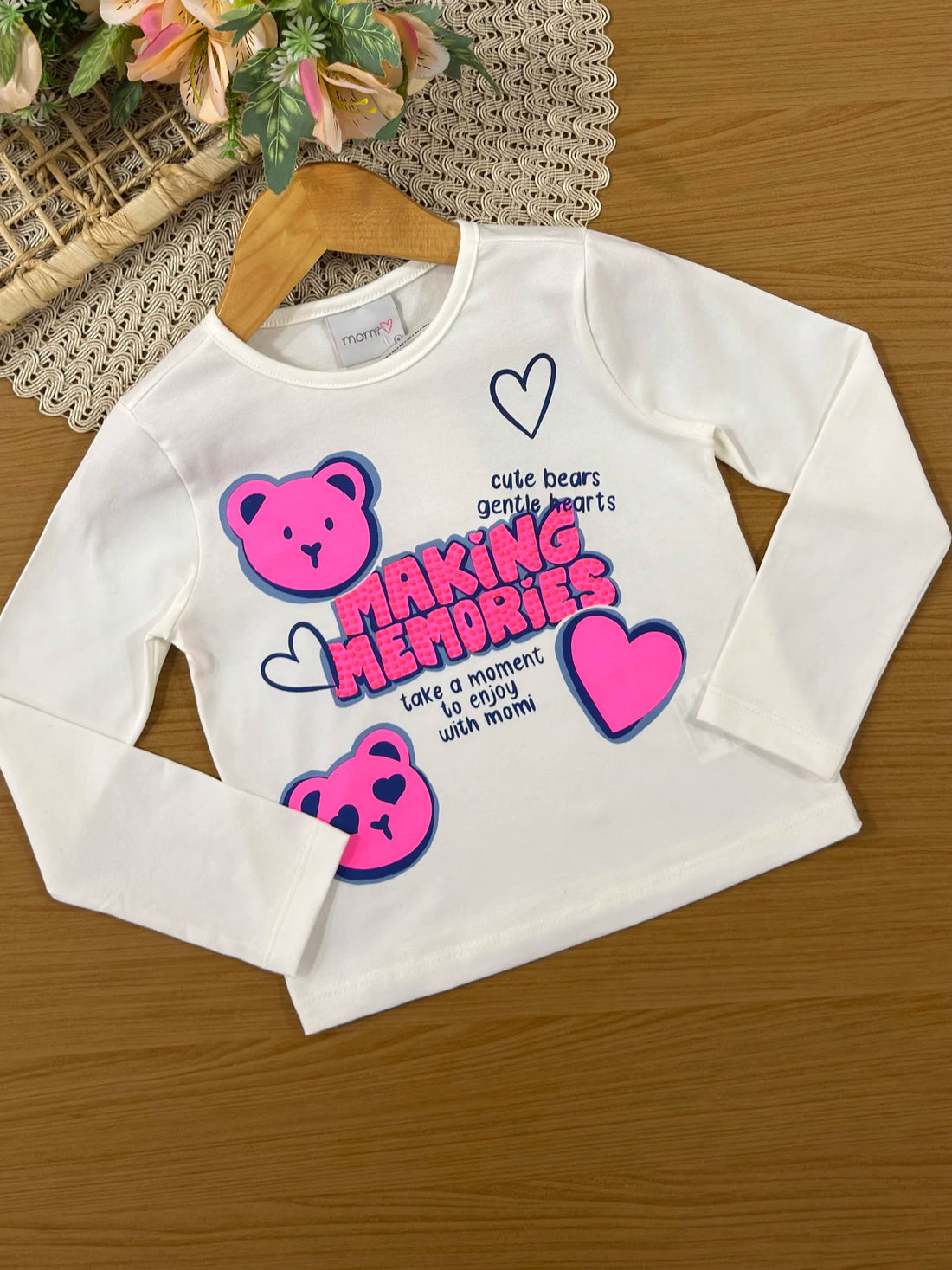 Conjunto Infantil Momi Inverno com Shorts Saia e Blusa Manga Longa Branca Making Memories