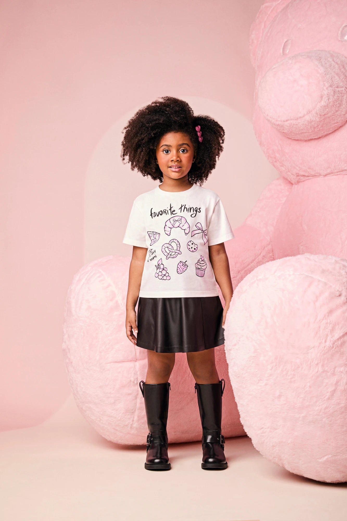 Conjunto Infantil Momi Inverno com Saia Preta e Blusa Manga Curta Favorite Things