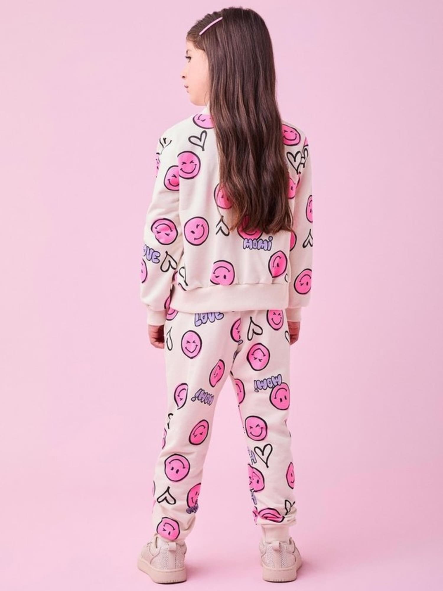 Conjunto Infantil Momi Inverno com Calça e Jaqueta Bege Emoji