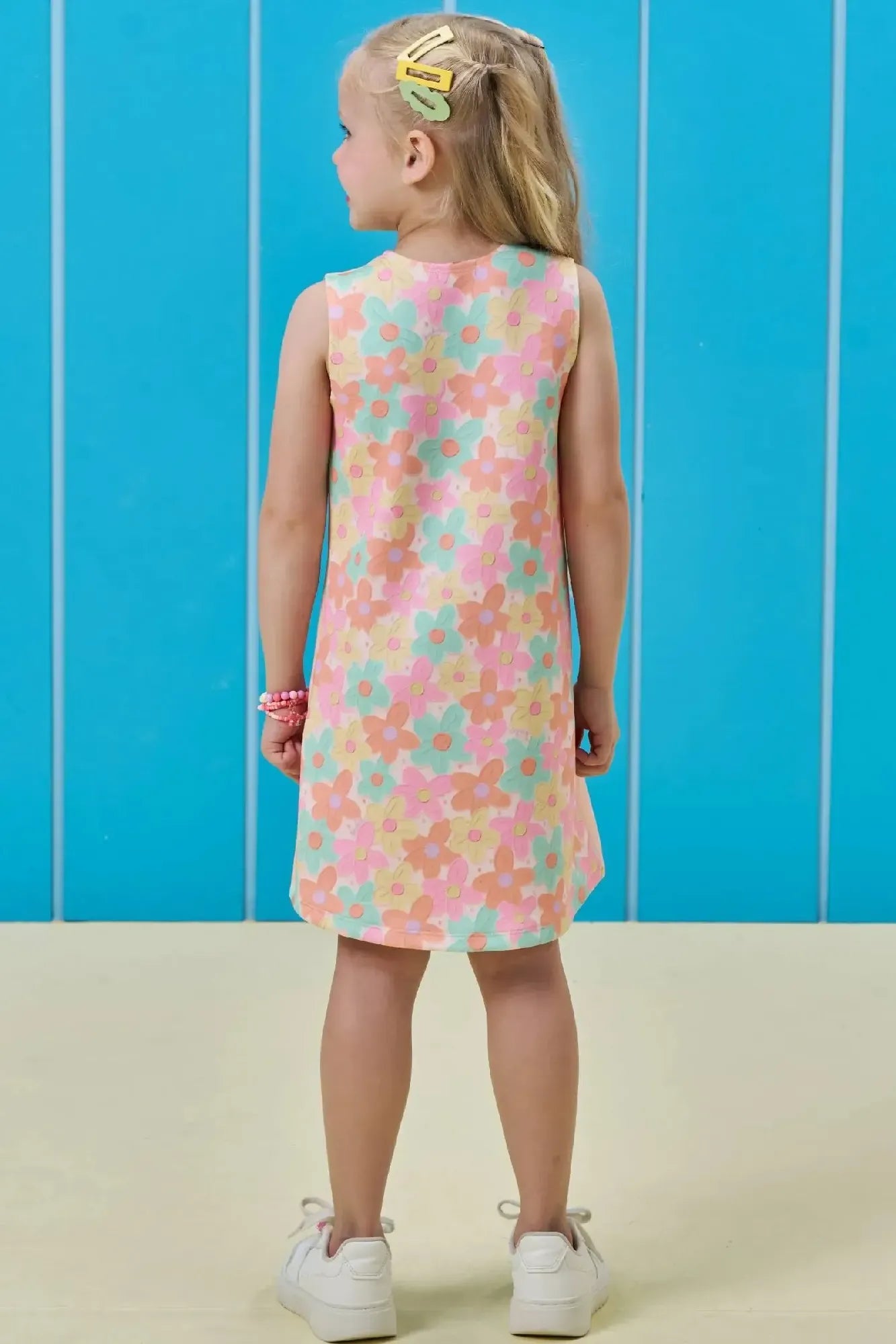 Vestido Infantil Kukiê Laranja Claro Ursinha Florista