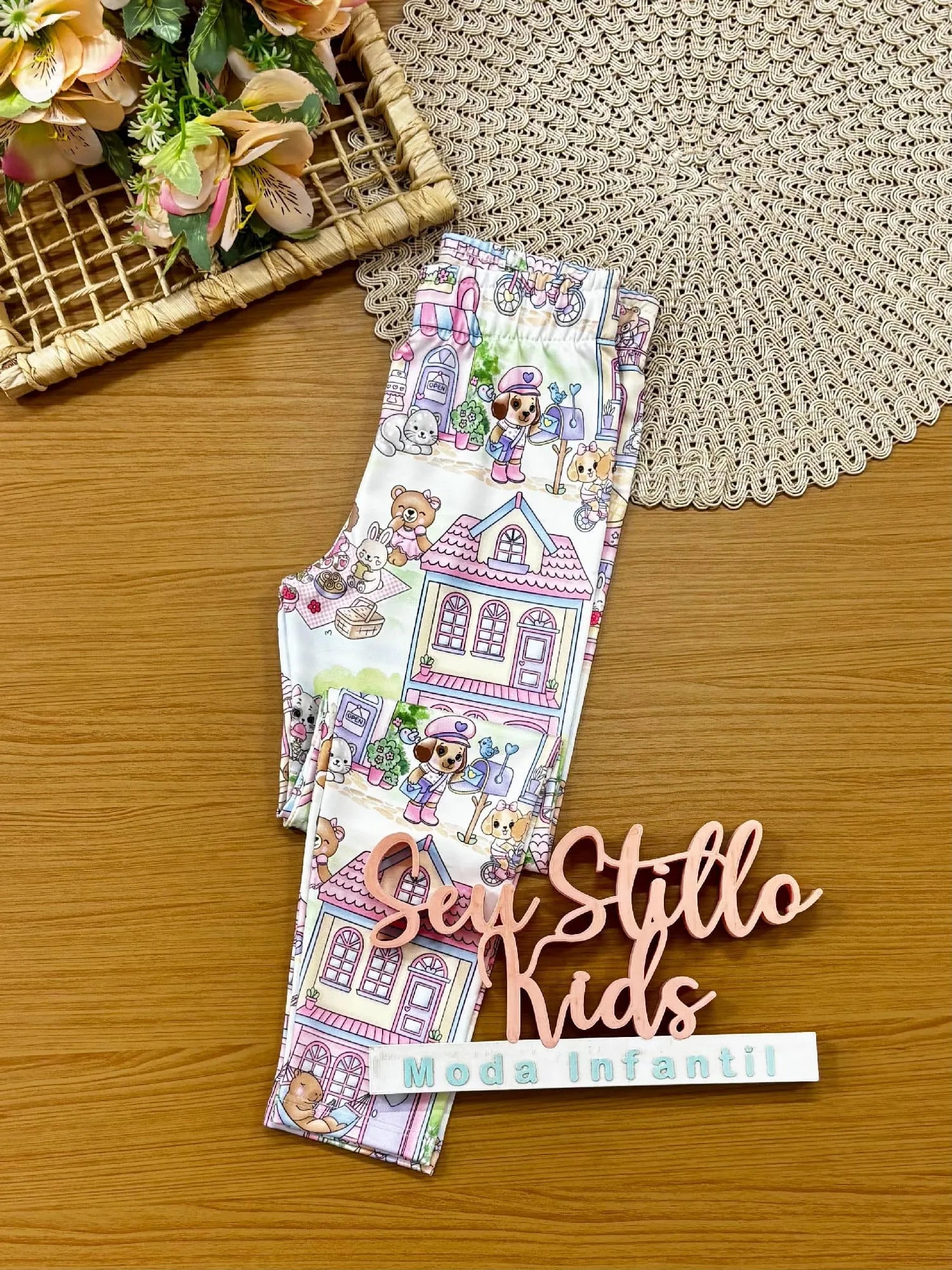 Calça Legging Infantil Cinti Cidade Colorida