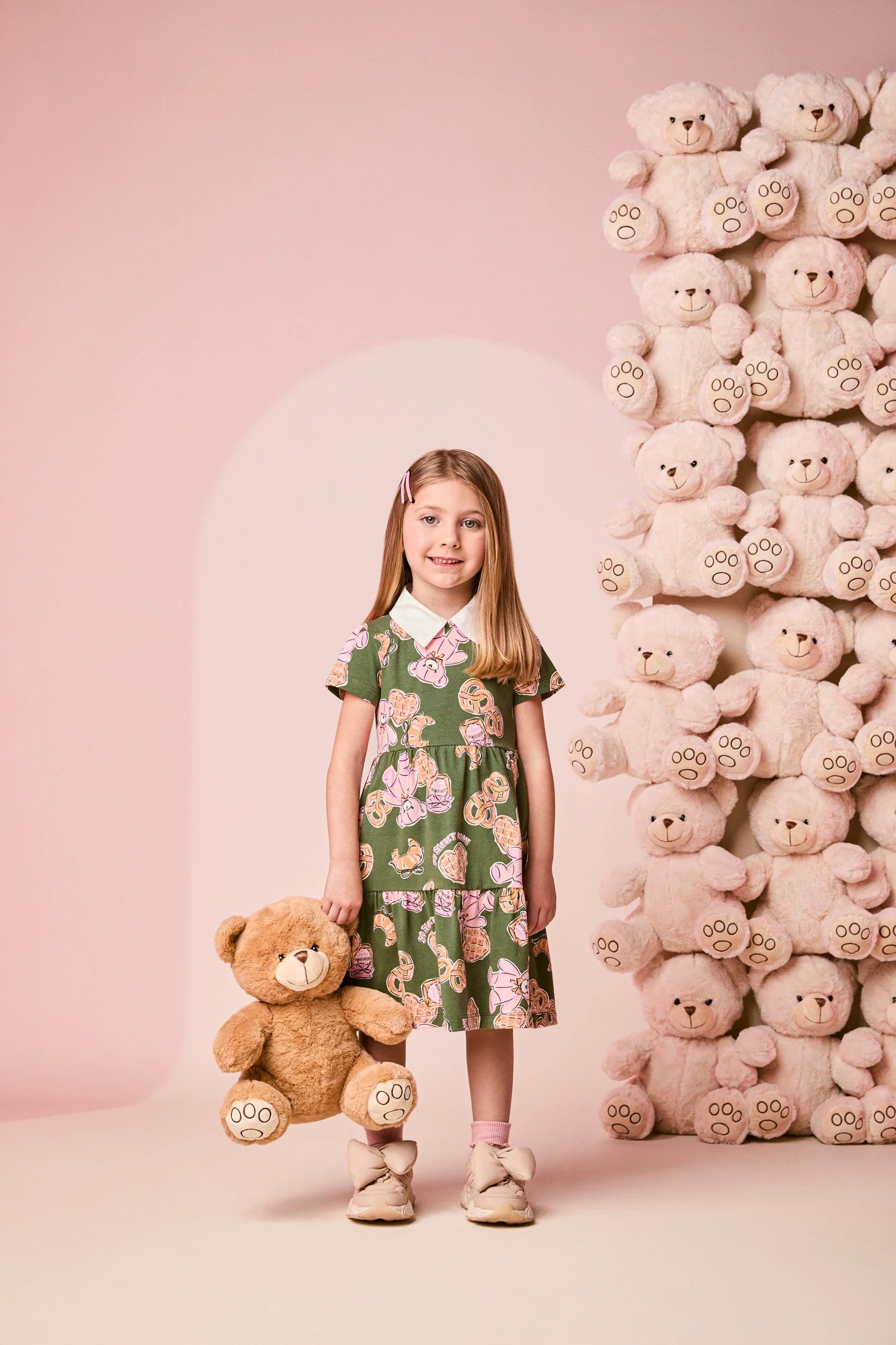 Vestido Infantil Momi Inverno Verde Ursinho Docinhos