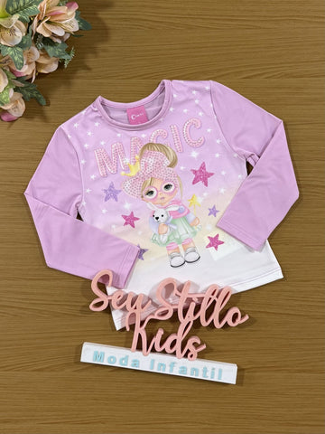 Blusa Infantil Cinti Inverno Manga Longa Térmica Lilás Magic