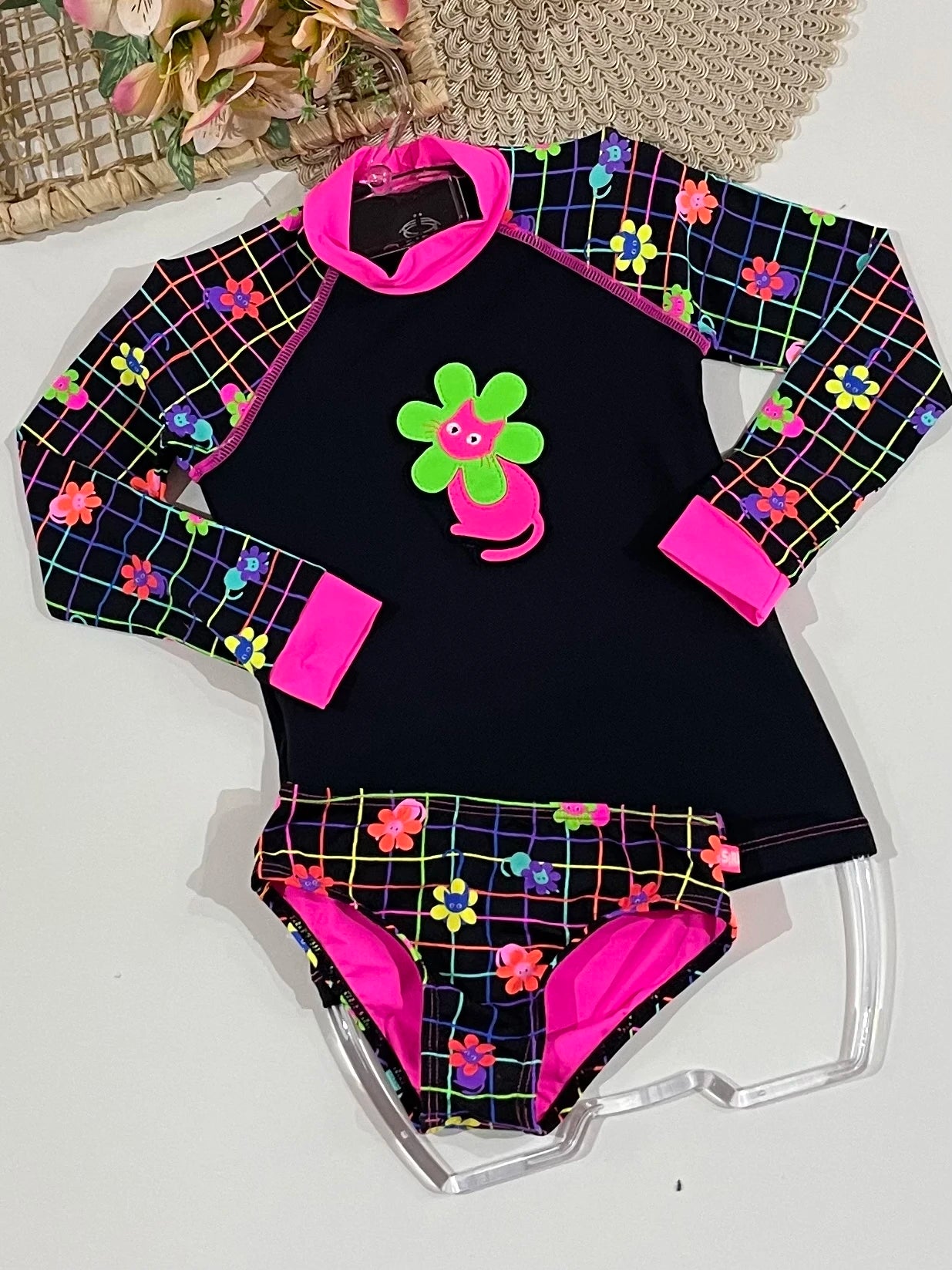Biquíni Infantil Siri Kids Blusa Manga Longa Preto Lorena Cats 43283