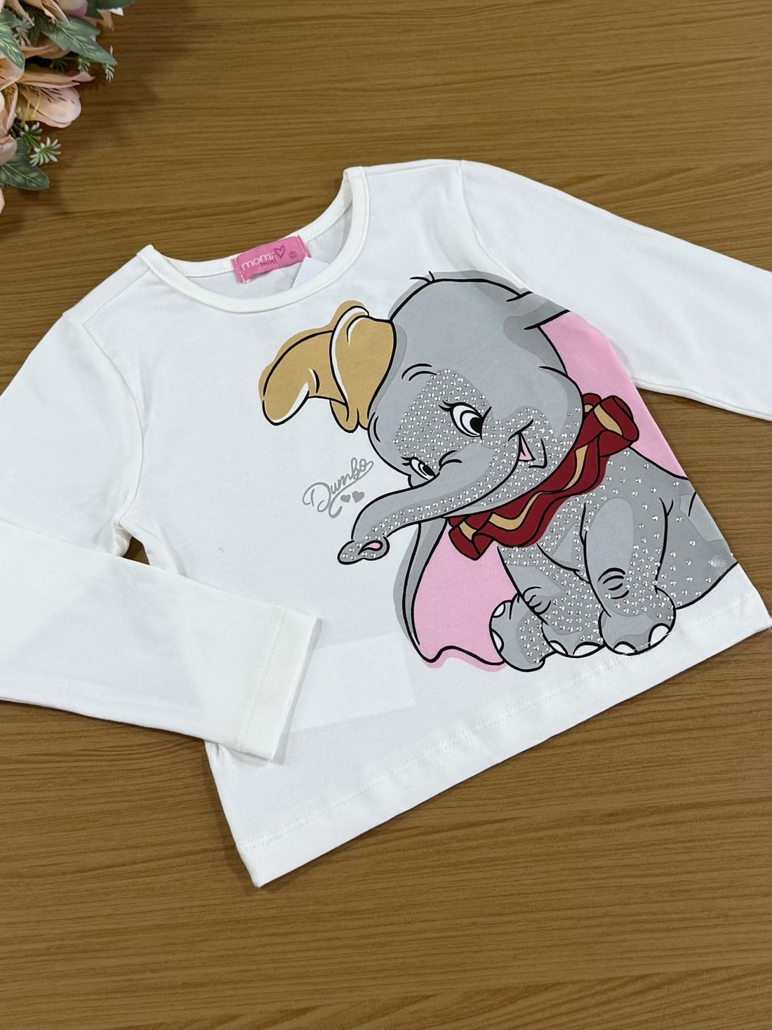 Conjunto Infantil Momi Inverno com Short-Saia Preto e Blusa Manga Longa Dumbo